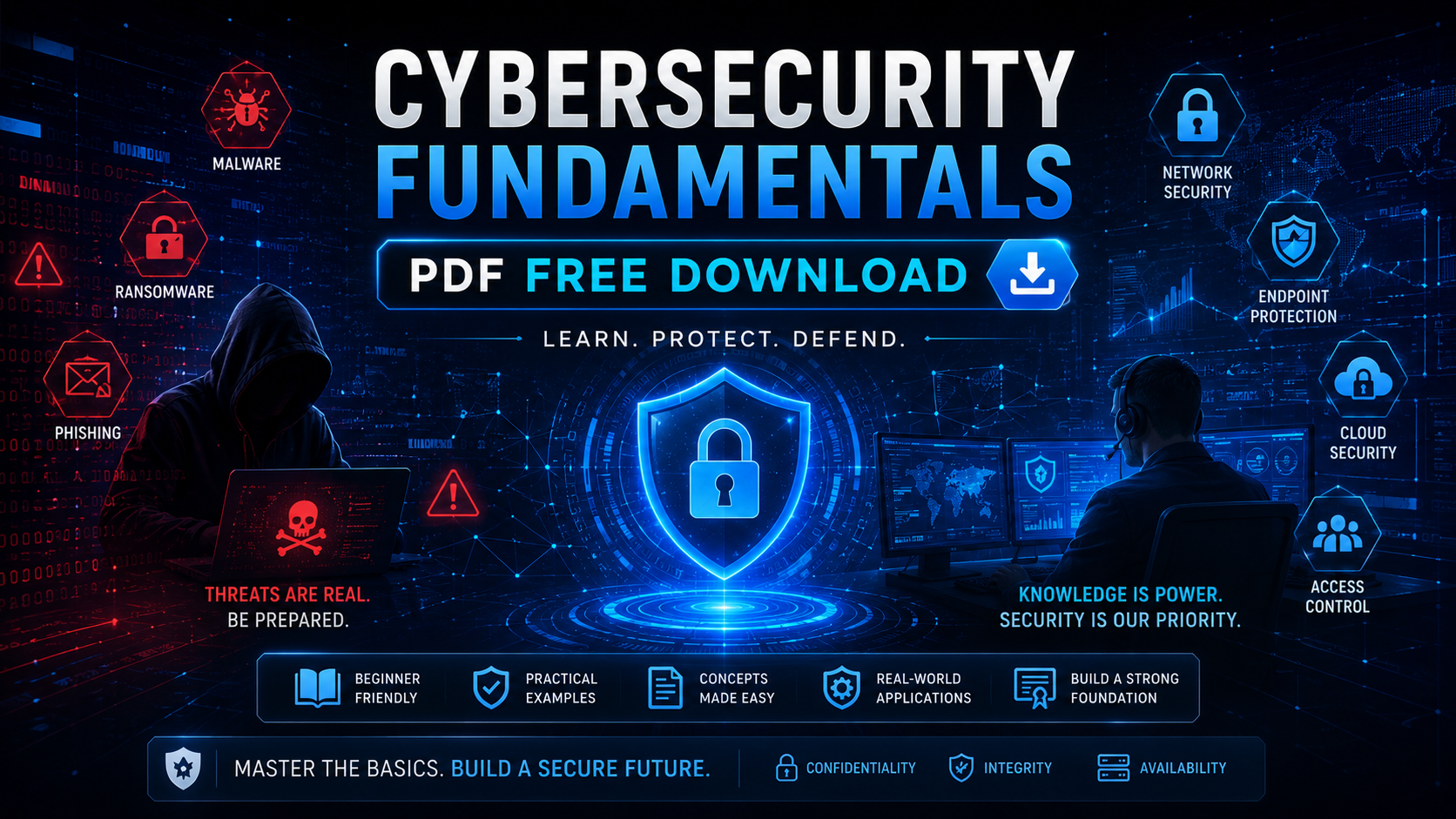 Cover image for: Cybersecurity Fundamentals PDF Free Download | 100+ Q&A for Beginners